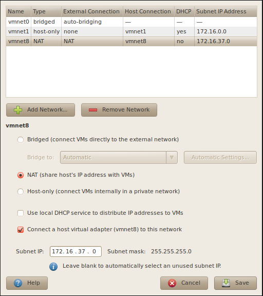 VMware workstation network configuration
